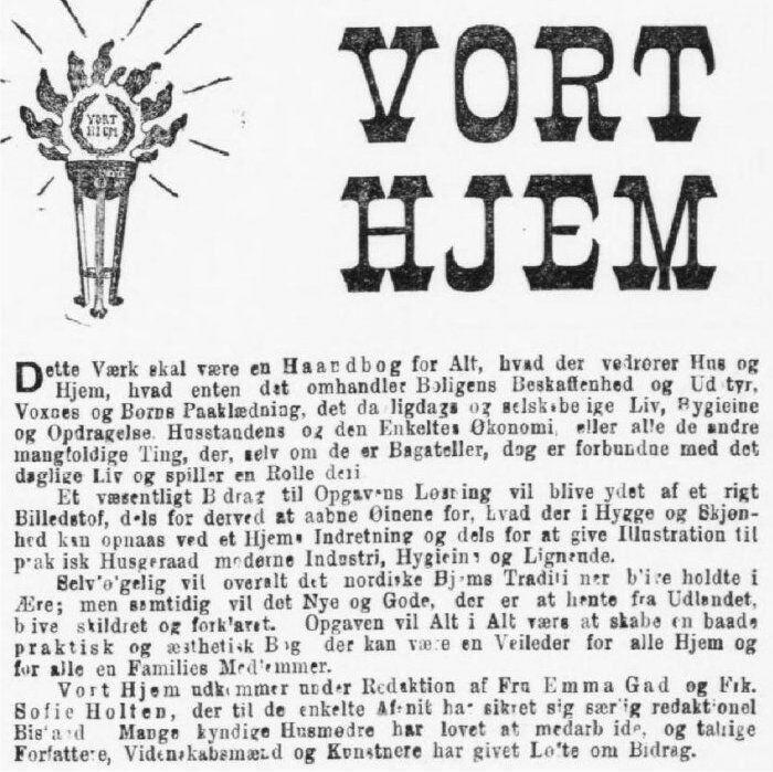 Annonce for subskription på Vort Hjem i 1898. På denne måde fik man med faste intervaller hæfter der siden kunne blive indbundet.