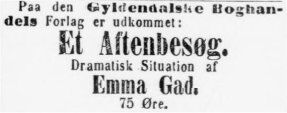 4. maj 1886 Berlingske politiske og Avertissement-Tidende. Efter den gode modtegelse blev der sat navn på ved bogudgiveksen.