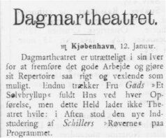 Emma Gads største dramatiske Sukces Jyllands Posten 14. januar 1891