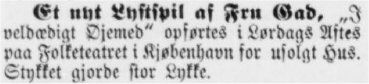 Notits fra Thisted Amts Tidende 28. december 1891