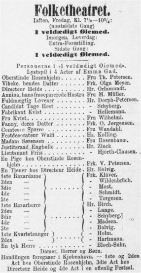 Annonce fra Adresseavisen 15. januar 1892