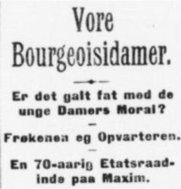 Aftenbladet, 11. april 1908, havde denne overskrift til samme artikel.