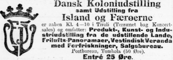 koloniudstilling annonce